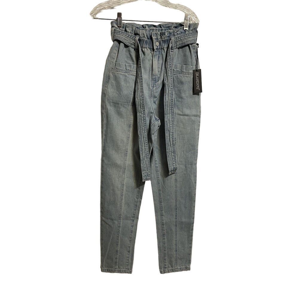 BlankNYC Womens Jeans Y2K Gathered Elastic Belted Waist NWT Size‎ 26 Light Wash